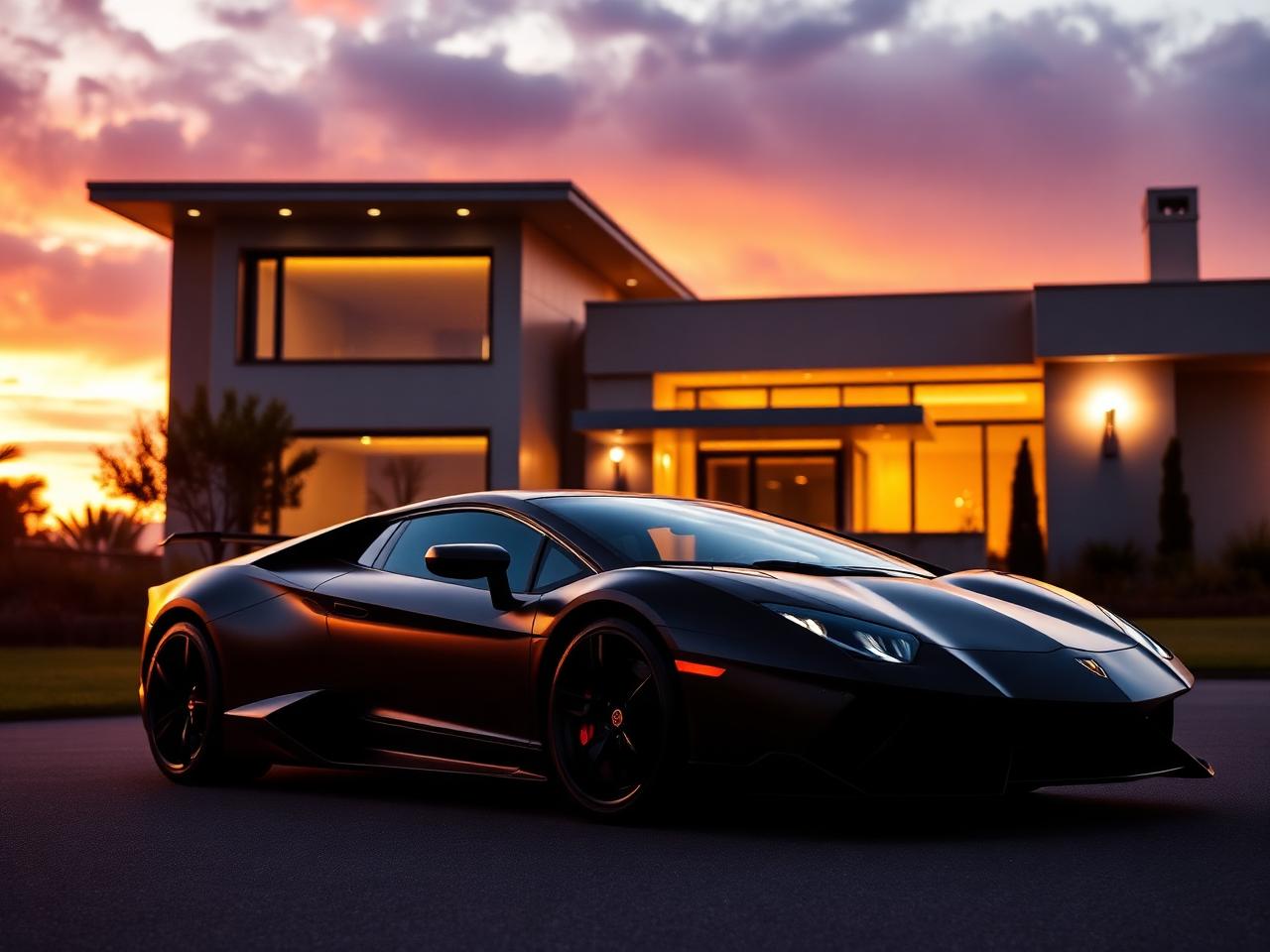 Luxury sports car in warm light
