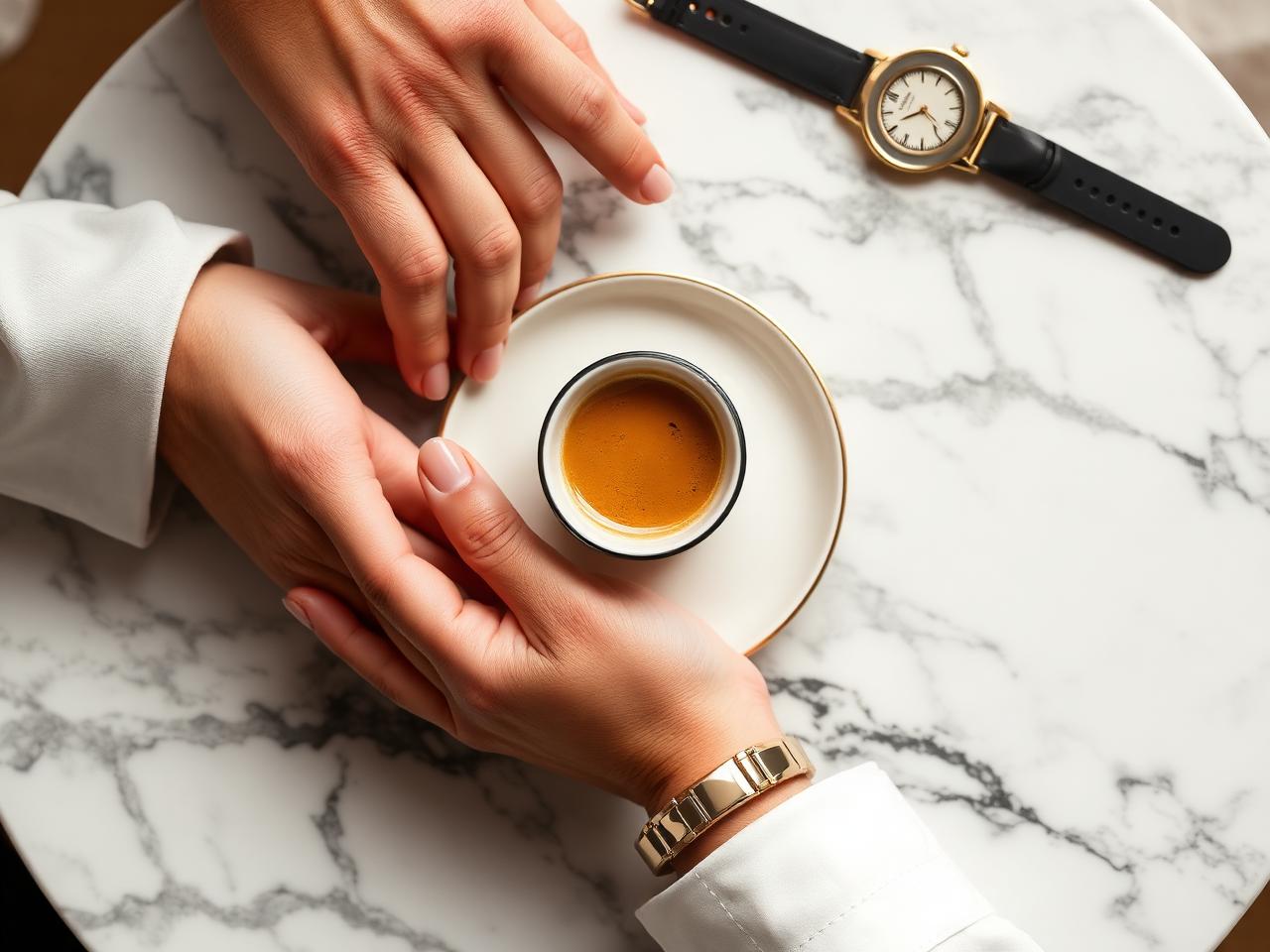 Espresso and gold watch